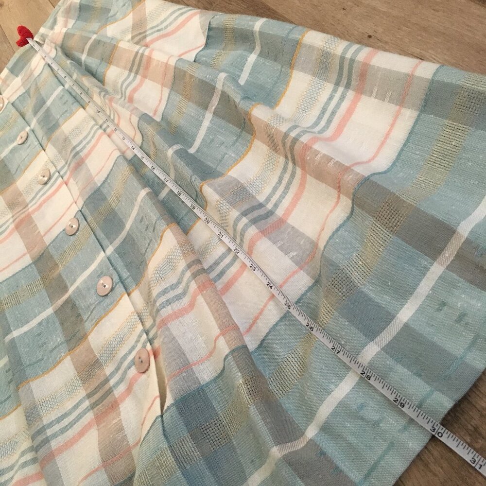 Vintage Pastel Pink & Sage Green Pocket Pleated Button Up Made in Canada Skirt - Picture 16 of 16